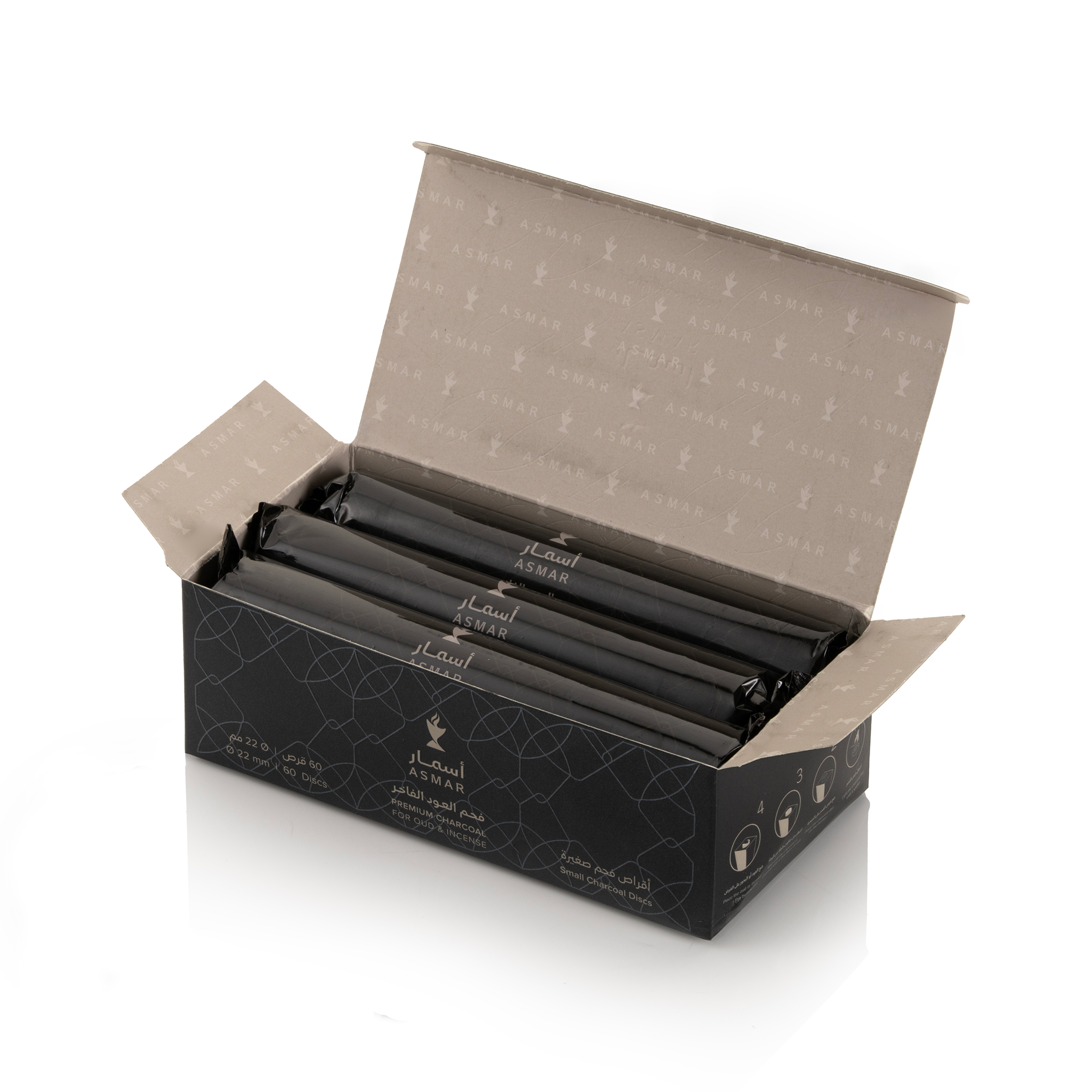 Asmar | Premium Oud Charcoal 22mm - 60 Mini Tablets
