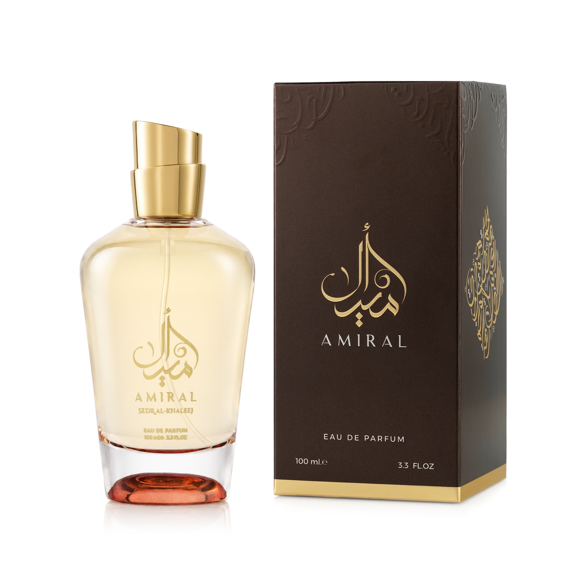 زجاجة عطر أميرال 100 مل بجانب علبتها