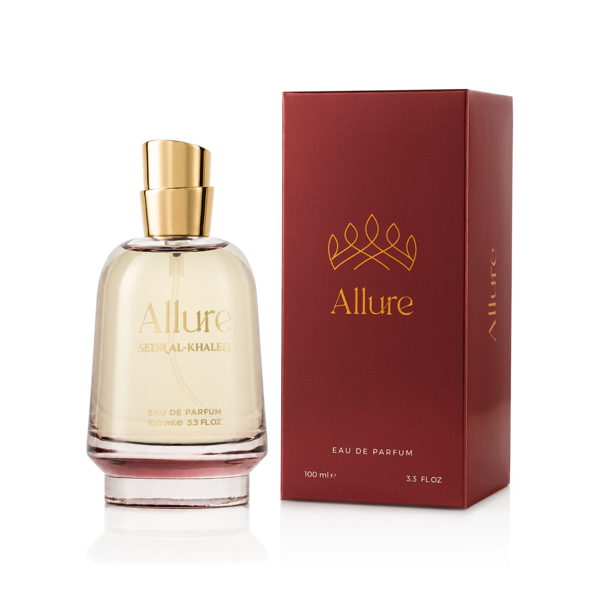 زجاجة عطر اللور 100 مل بجانب علبتها الحمراء