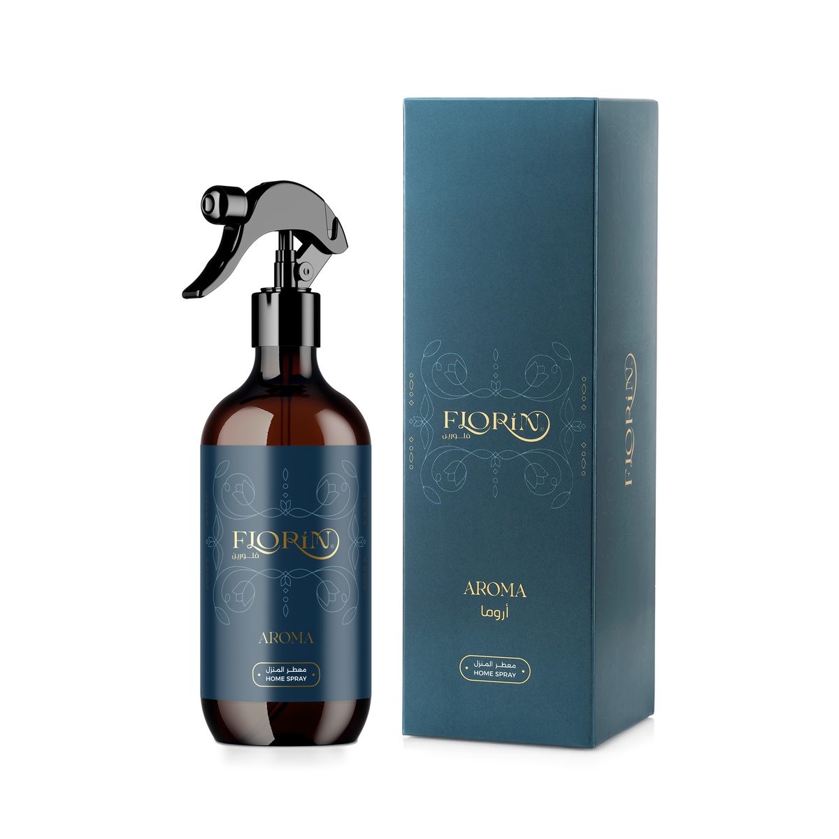 Florin Aroma home spray 500 ml bottle with trigger sprayer next to its box
