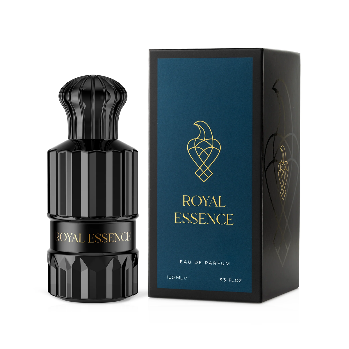 Royal Essence 100 ml perfume bottle beside its box
